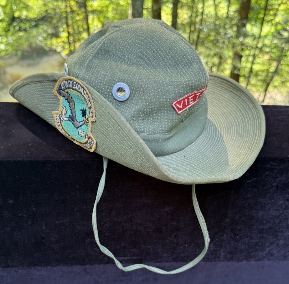 Rare Vintage 100% Original Vietnam War Boonie Bucket Hat W/ Patch & Name